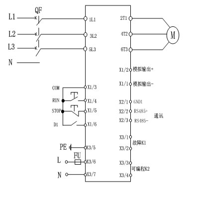 CMC-MX內置旁路軟起動器基本接線原理圖、三角形內接連接圖和典型應用接線圖(圖1)